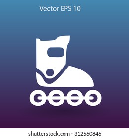 Flat roller-skates icon. Vector