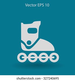 Flat roller-skates icon. Vector