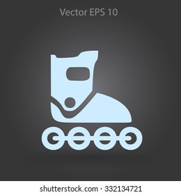 Flat roller-skates icon. Vector