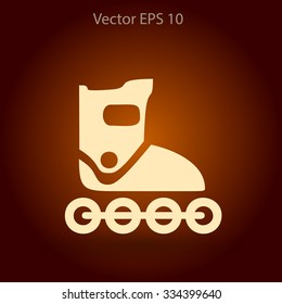 Flat roller-skates icon. Vector