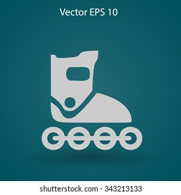 Flat roller-skates icon. Vector