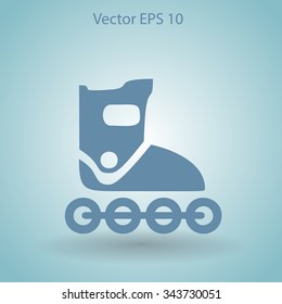 Flat roller-skates icon. Vector