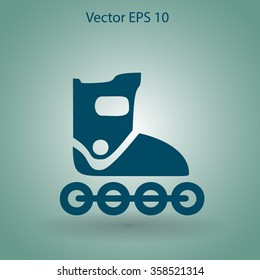 Flat roller-skates icon. Vector