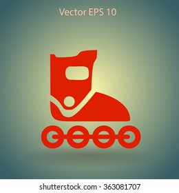 Flat roller-skates icon. Vector