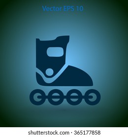Flat roller-skates icon. Vector