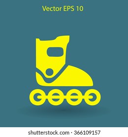 Flat roller-skates icon. Vector