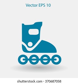 Flat roller-skates icon. Vector