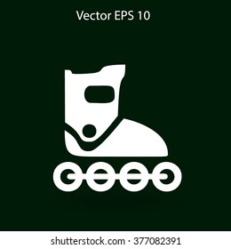 Flat roller-skates icon. Vector
