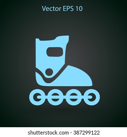 Flat roller-skates icon. Vector