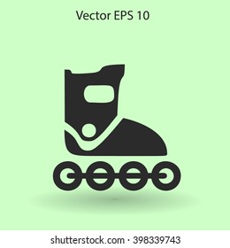 Flat roller-skates icon. Vector