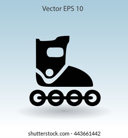 Flat roller-skates icon. Vector