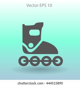 Flat roller-skates icon. Vector