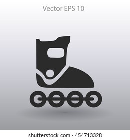 Flat roller-skates icon. Vector