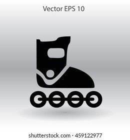Flat roller-skates icon. Vector