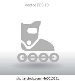 Flat roller-skates icon. Vector