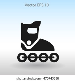 Flat roller-skates icon. Vector