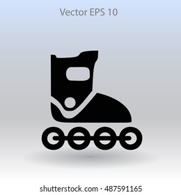 Flat roller-skates icon. Vector
