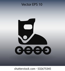 Flat roller-skates icon. Vector