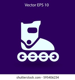 Flat roller-skates icon. Vector