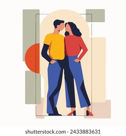 A Flat Romantic Couple Illustration