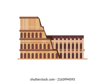 flat rome colosseum design over white