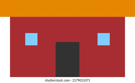 Flat roof house isolated vector illustration.