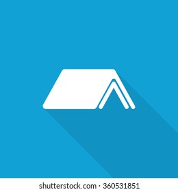 Flat Roof icon with long shadow on blue backround