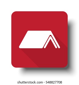 Flat Roof web icon on red button with drop shadow