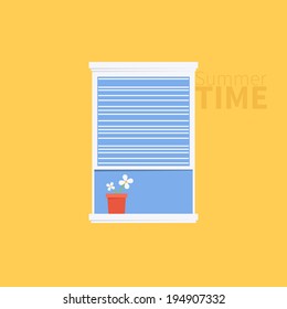 Flat room window illustration
