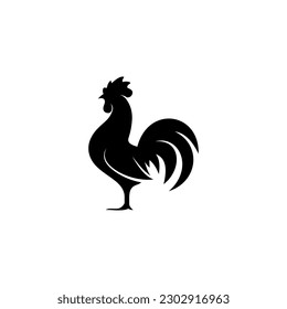 flat rooster icon silhouette illustration vector