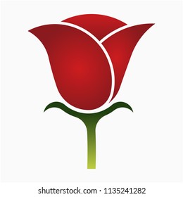 Flat rose flower pixel perfect vector icon