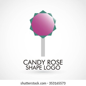 Flat rose of sweet abstract vector and logo design or template beauty nature business icon of company identity symbol concept