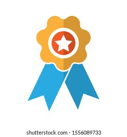 flat Rosette icon for certificate symbol or premium badge icon isolated on white background