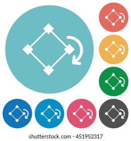 Flat rotate element icon set on round color background.