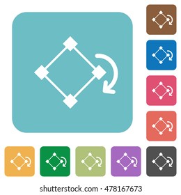 Flat rotate element icons on rounded square color backgrounds.