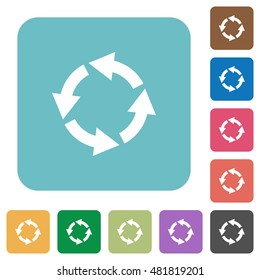 Flat rotate left icons on rounded square color backgrounds.