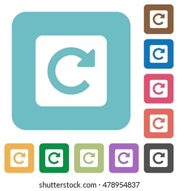 Flat rotate right icons on rounded square color backgrounds.