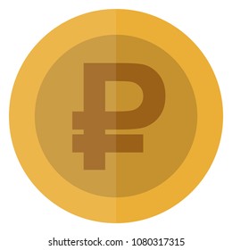 Flat rouble, ruble currency round coin. Russia. Casino currency, gambling coin, vector illustration isolated on white background. Vector icon, symbol, money, casino gambling. EPS10