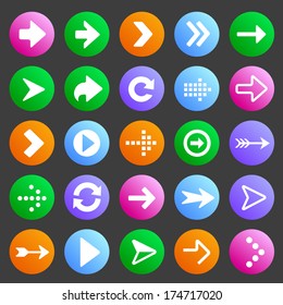 Flat and round arrow icons