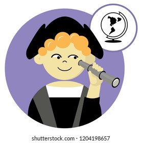 Flat round avatar of schoolboy. My favorite subject is geography