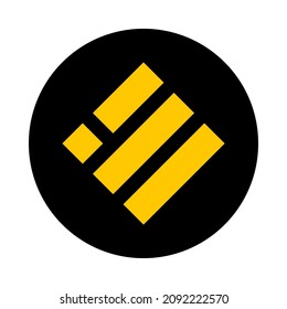 Moneda de un icono negro redondo y plano de la moneda de Binance USD (BUSD). Ilustración vectorial. 