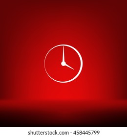 Flat round clock stock vector icon illustration
