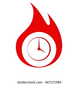 Flat round clock stock vector icon illustration