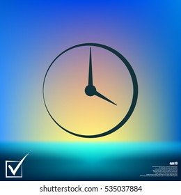 Flat round clock stock vector icon illustration