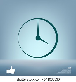 Flat round clock stock vector icon illustration