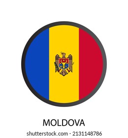 Bandera redonda plana del icono de Moldavia. Botón aislado simple. Ilustración vectorial Eps10.