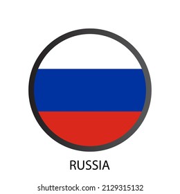 Bandera redonda plana del icono de Rusia. Botón aislado simple. Ilustración vectorial Eps10.