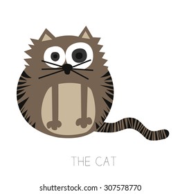 Flat round house cat with big round eyes. Vector and illustration design. 