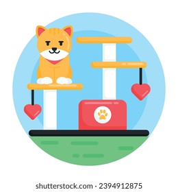 Icono circular plano del juego de escalada de gatos en estilo moderno
