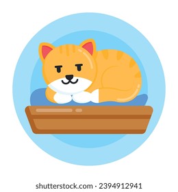 Flat round icon of cat house in modern editable style 